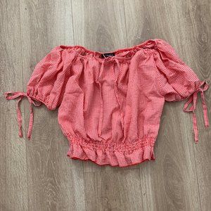 Off-Shoulder Red and White Top